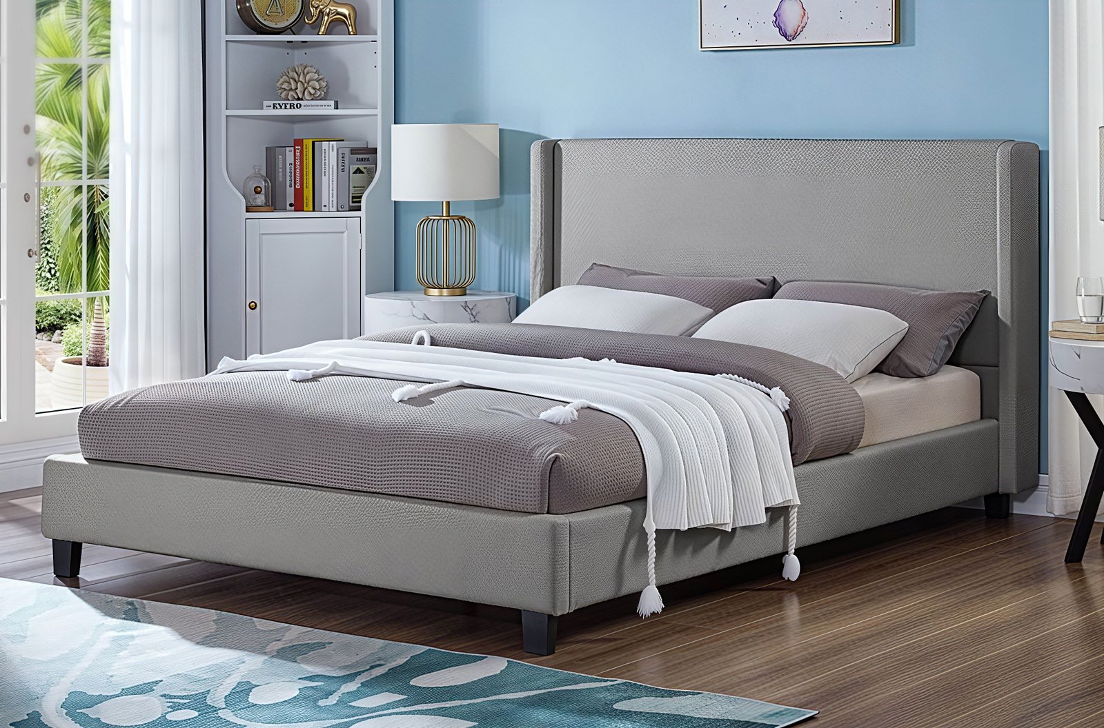 SERELYN™ – BOUCLÉ UPHOLSTERED PLATFORM BED – T2192
