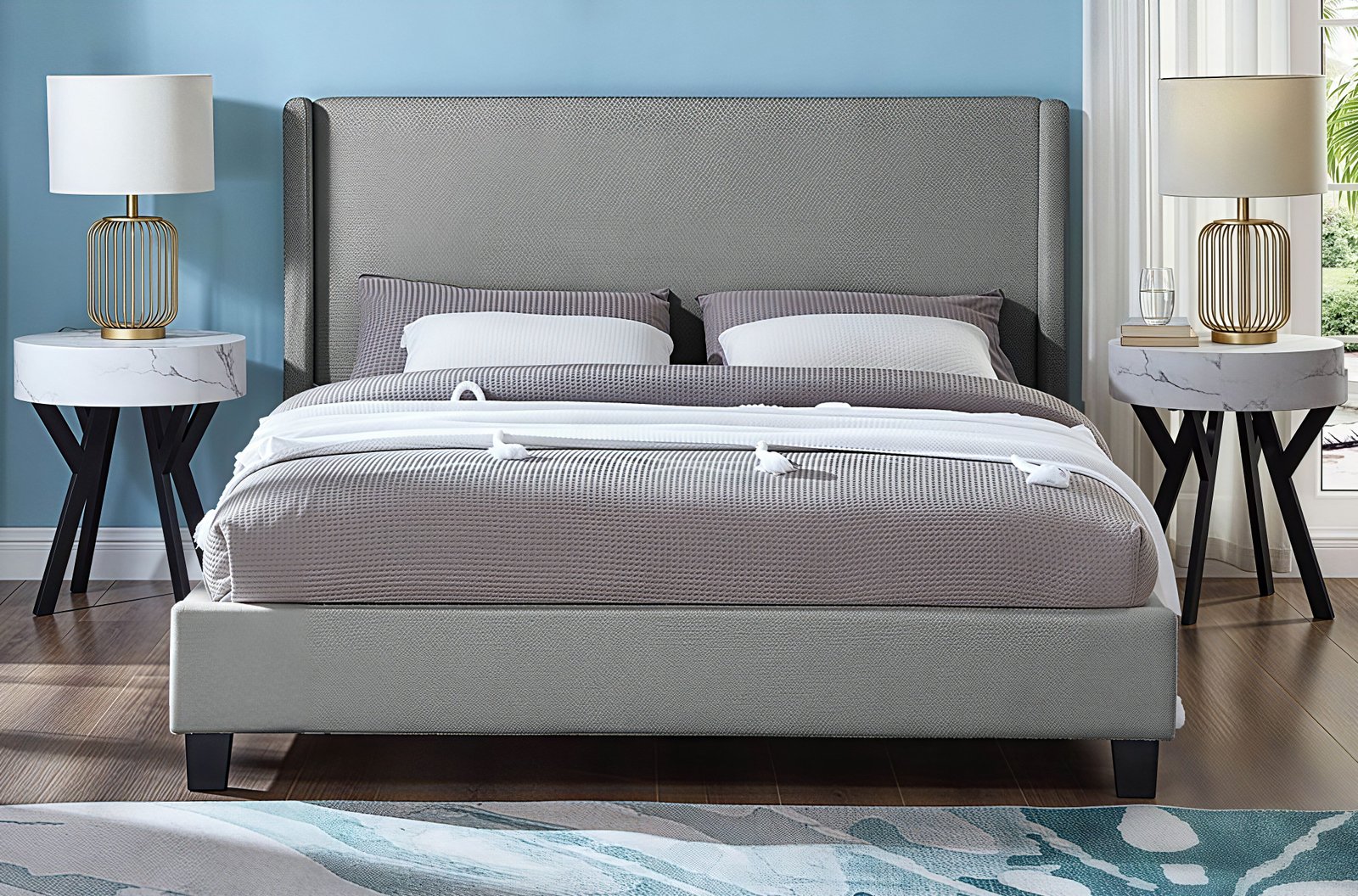 SERELYN™ – BOUCLÉ UPHOLSTERED PLATFORM BED – T2192