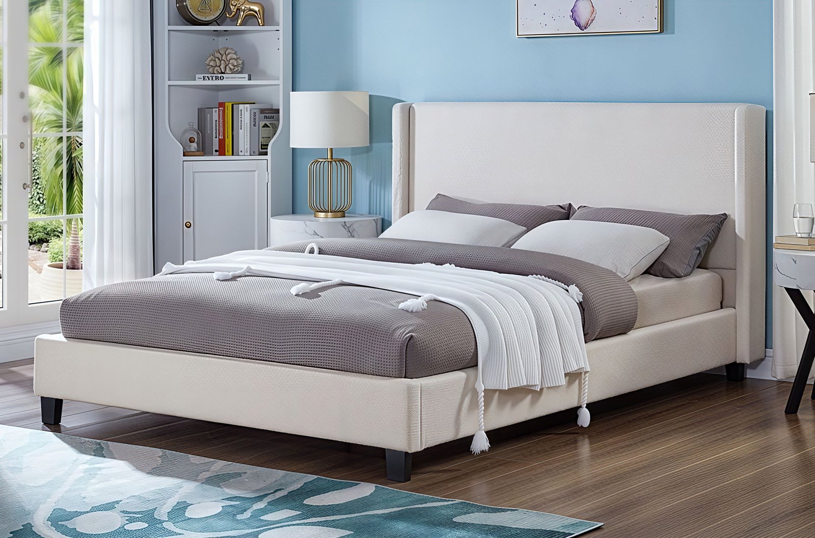SERELYN™ – BOUCLÉ UPHOLSTERED PLATFORM BED – T2192