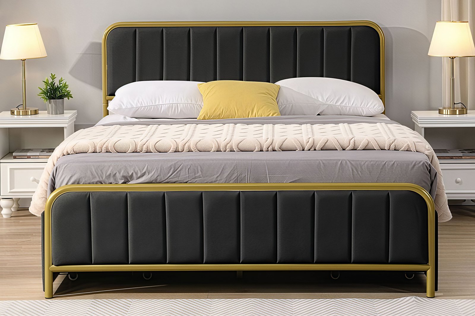 AUREX™ – LUXURY VELVET STORAGE PLATFORM BED – T2334