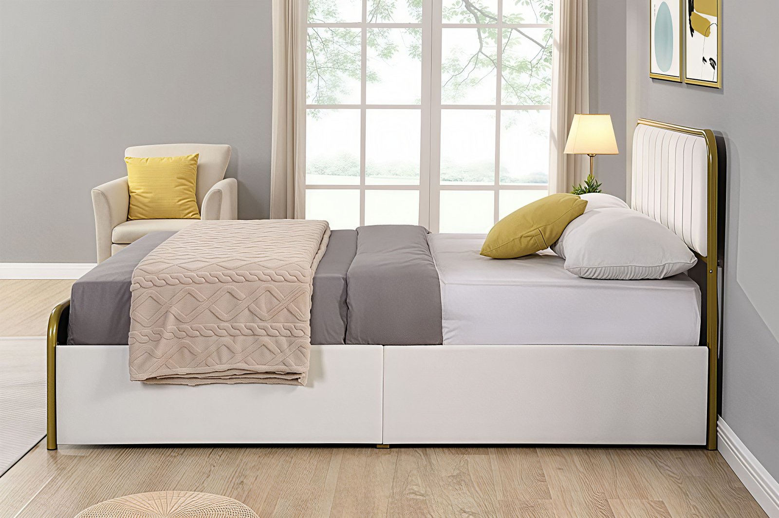 AUREX™ – LUXURY VELVET STORAGE PLATFORM BED – T2334