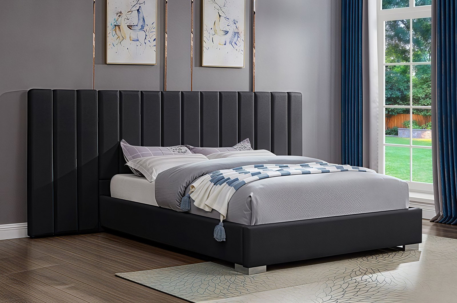 VALERION GRAND™ – EXTENDED PANEL VELVET PLATFORM BED – T2379