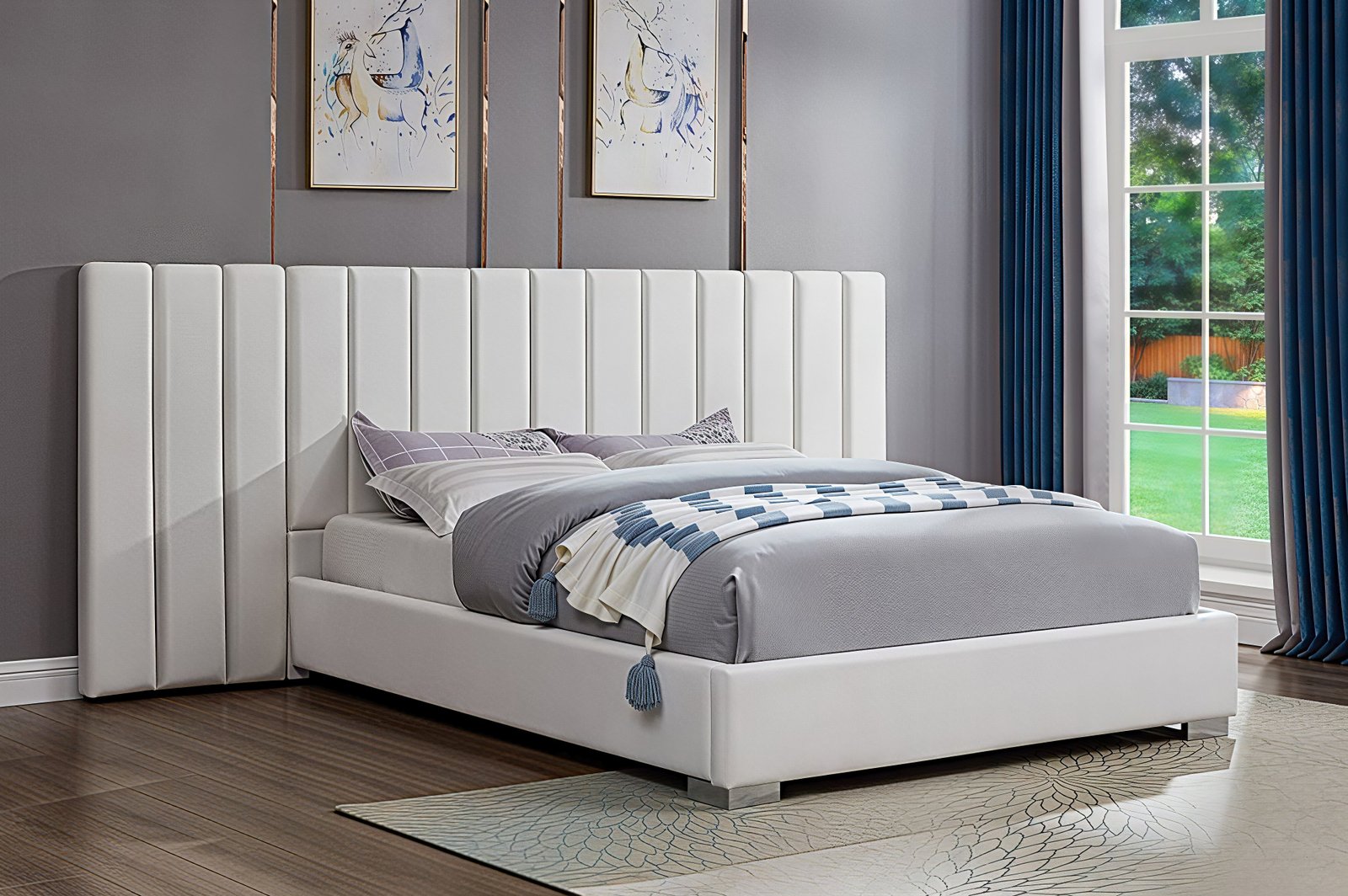VALERION GRAND™ – EXTENDED PANEL VELVET PLATFORM BED – T2379