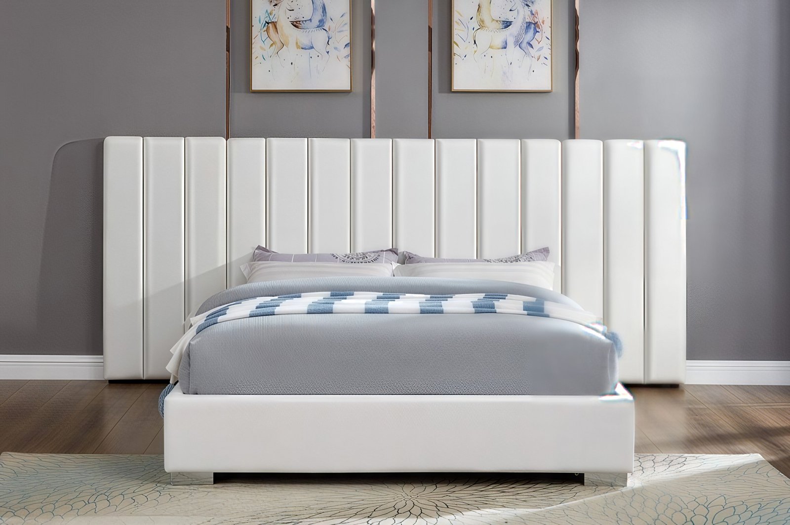 VALERION GRAND™ – EXTENDED PANEL VELVET PLATFORM BED – T2379