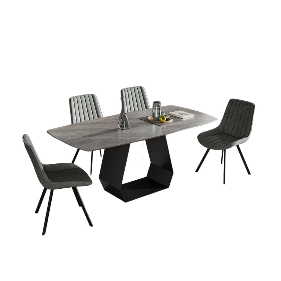 Armani Grey Sintered Stone Dining Set with Soft PU Chairs – T-1560