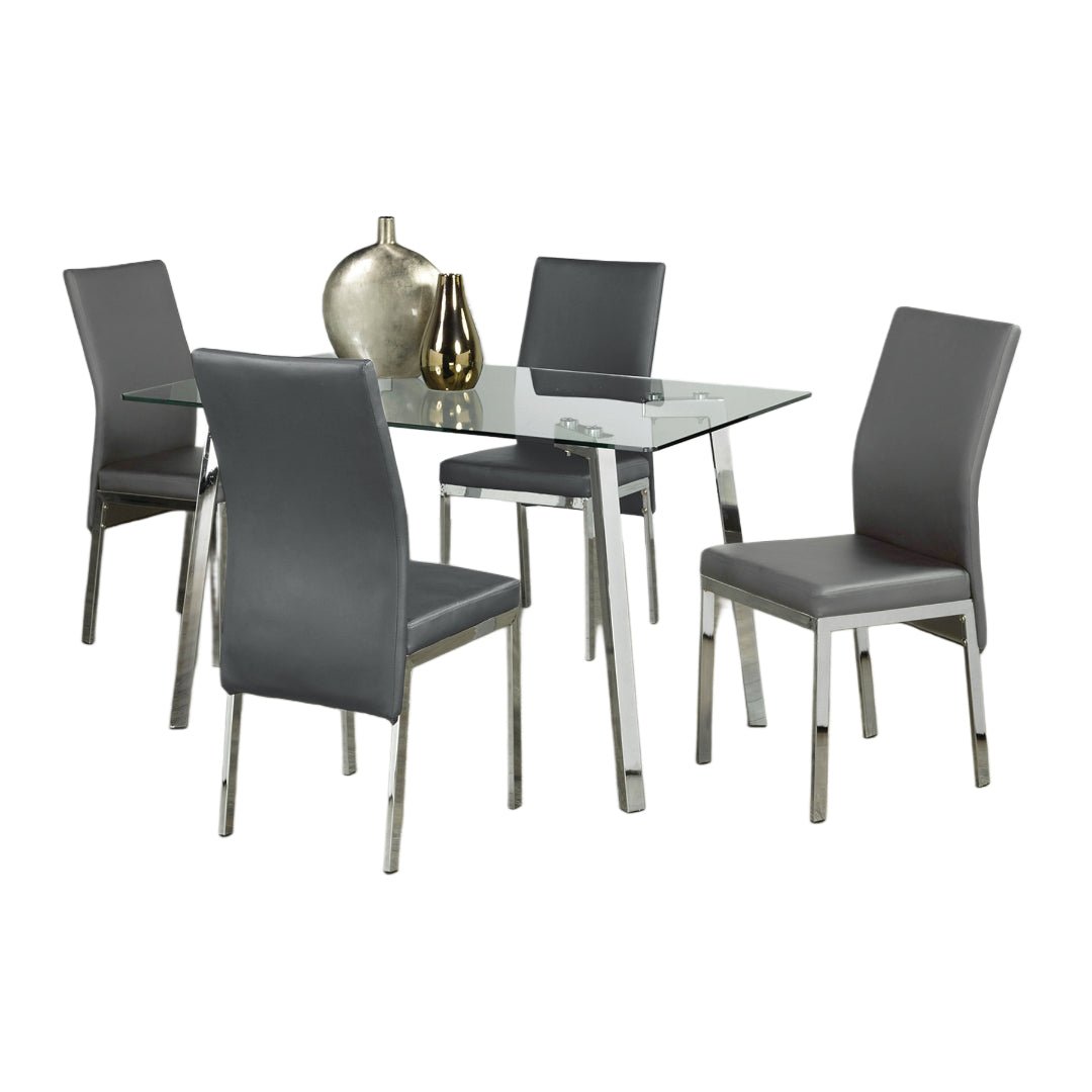 Sleek Glass Dining Set with Chrome Legs – Model T-5065