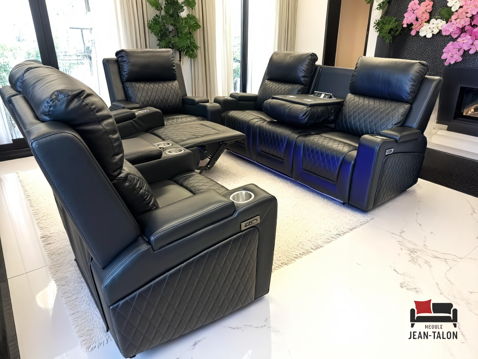AuraChord™ PU Recliner Sofa Set – 7004