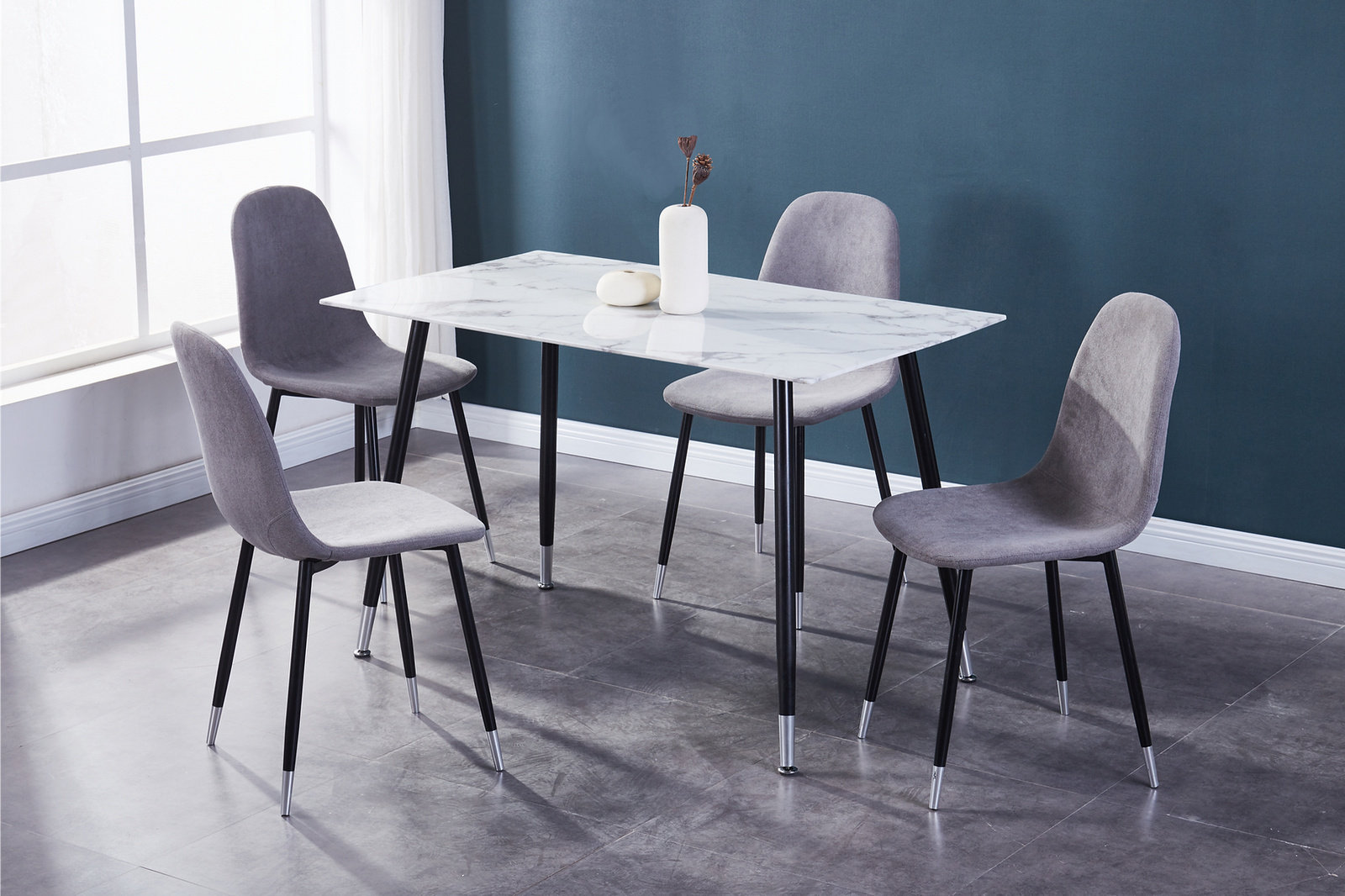 Modern White Marble Glass Dining Set – Model T-1580